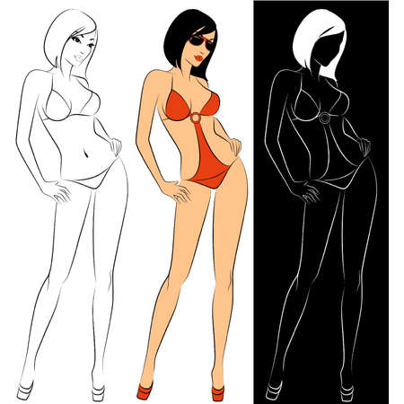 silhouette of beautiful sexy womanのイラスト素材