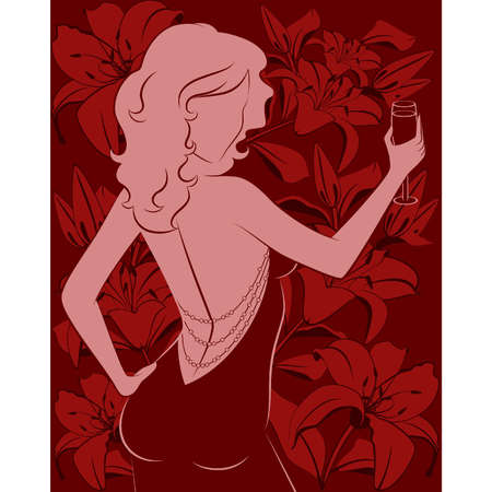 Sexy women in dress with flowers.のイラスト素材