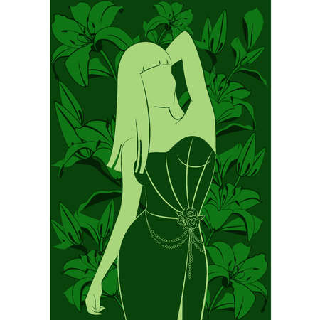 Sexy women in dress with flowers.のイラスト素材