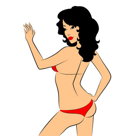 Vector silhouette of beautiful sexy womanのイラスト素材