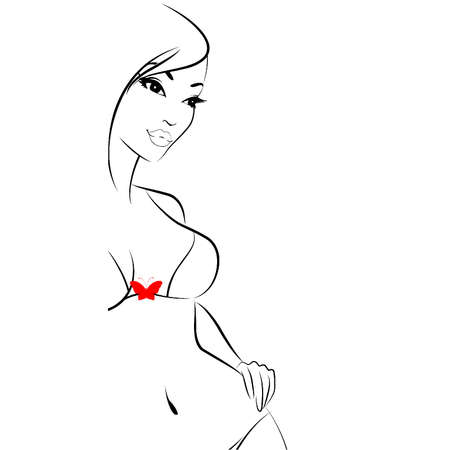 Vector silhouette of beautiful sexy womanのイラスト素材