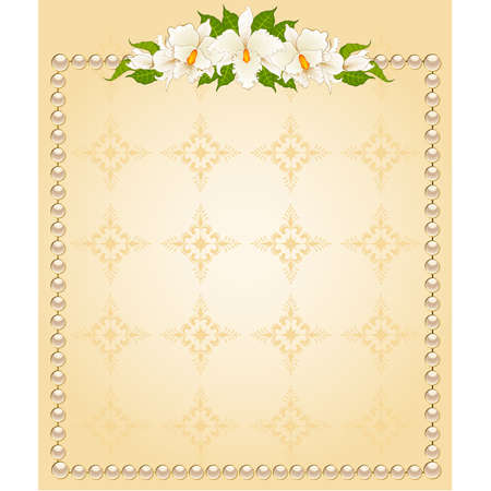 Background with beautiful flowers and lace ornamentsのイラスト素材