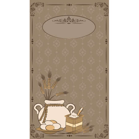 Vintage healthy meal ingredients. Vectorのイラスト素材