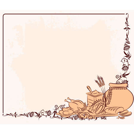 Vintage healthy meal ingredients. Vectorのイラスト素材