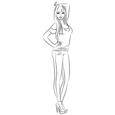 Vector beautiful fashionable girlのイラスト素材
