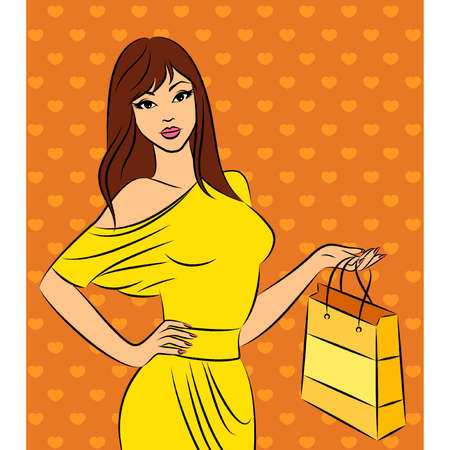 Beautiful fashion shopping girl.のイラスト素材