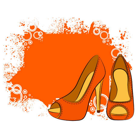 vector beautiful pair of shoes with high heelのイラスト素材
