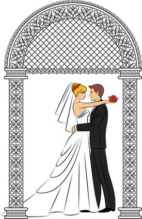 Illustration of beautiful bride and groomの写真素材