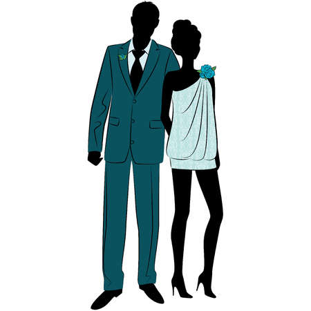 Illustration of beautiful bride and groomのイラスト素材