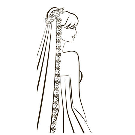 beautiful bride on a white backgroundのイラスト素材