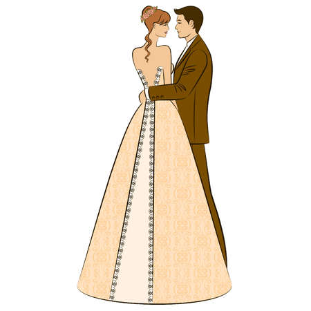 beautiful bride and groomのイラスト素材