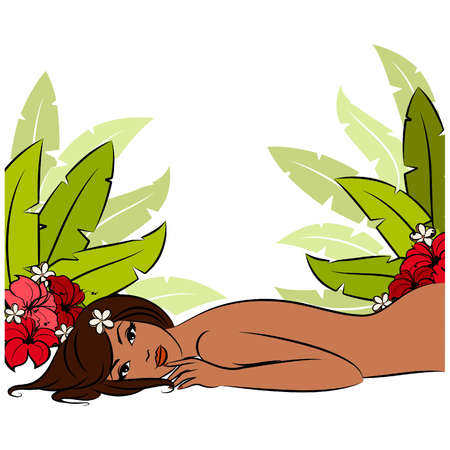 Girl during her spa session. Vector illustrationのイラスト素材
