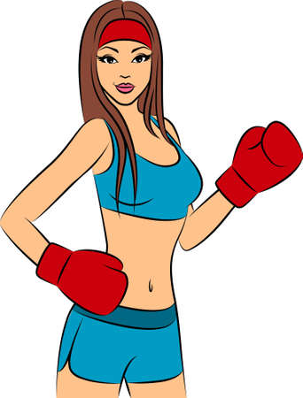 Vector beautiful woman during fitness time and boxingのイラスト素材