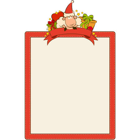 Cartoon funny sheep with gifts.のイラスト素材