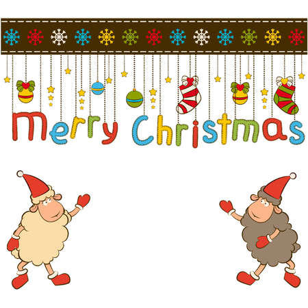 Cartoon funny sheep with gifts.のイラスト素材