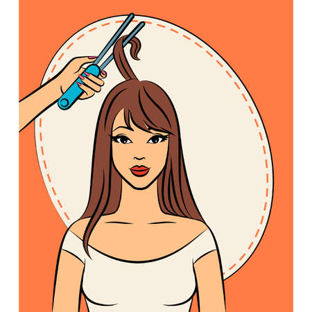Woman with coiffure in a beauty salon.のイラスト素材