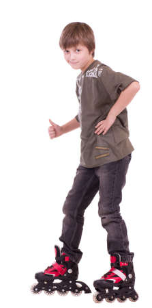 Little beautiful boy in rollersの写真素材