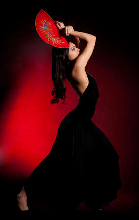 Flamenco Carmen beautiful woman in black dressの写真素材