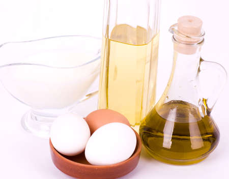 Tasty ingredients for baking on backgroundの写真素材