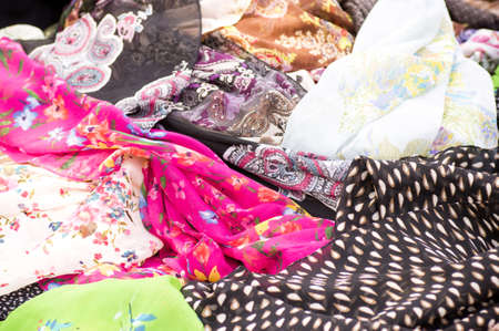 Colorful fabrics backgroundの写真素材