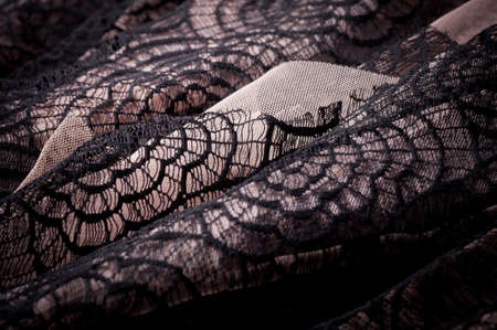 Black fabric with ornamentの写真素材