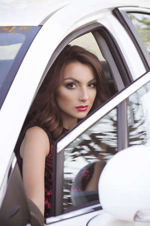 woman driving his carの写真素材