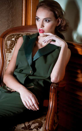 Beautiful young woman in fashion clothesの写真素材