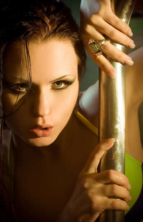 Portrait of beautiful young woman with makeup