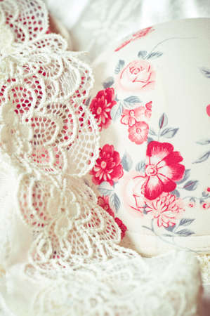 Feminine lacy underclothes backgroundの写真素材