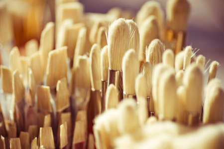 Paint brushes backgroundの写真素材