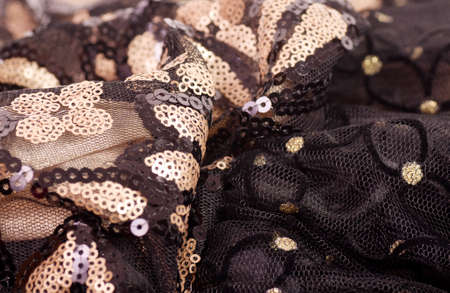 Black fabric with ornamentの写真素材