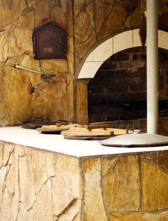 Traditional kitchen with a stoveの写真素材