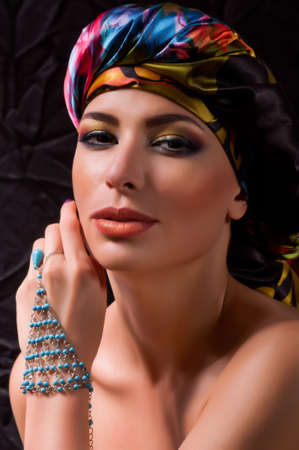 Fashion woman with jewelry precious decorations の写真素材