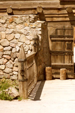 Vintage wooden fence on the natureの写真素材
