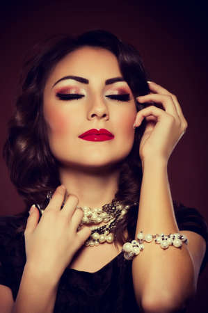 Fashion woman with jewelry precious decorations の写真素材