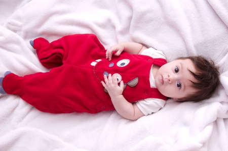 Beautiful baby girl on white background