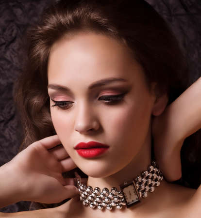 Fashion woman with jewelry precious decorations の写真素材