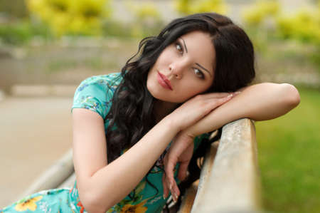 Portrait of beautiful young woman with makeupの写真素材