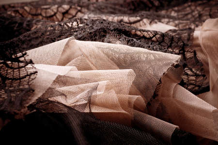 Black fabric with ornamentの写真素材