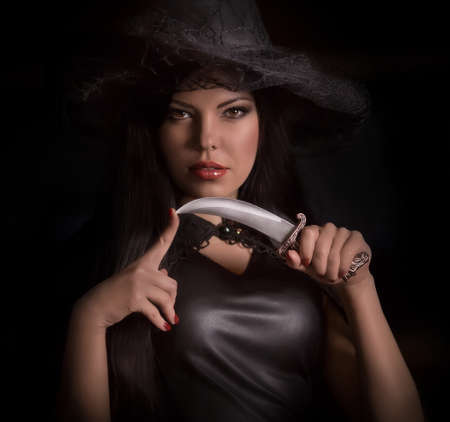Halloween concept: young and sexy witchの写真素材