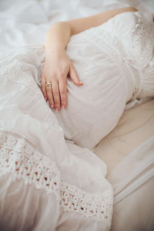 Beauty Pregnant Woman . Pregnant Belly. Beautiful Pregnant Woman Expecting Baby. Maternity concept. Baby Showerの写真素材