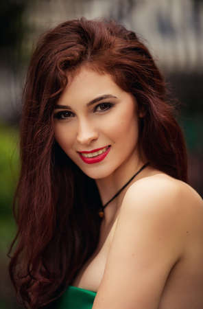 Portrait of beautiful young woman with makeupの写真素材