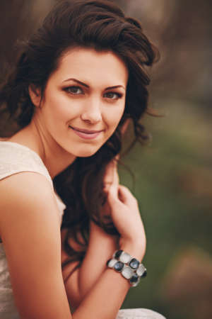 beautiful young woman with makeupの写真素材