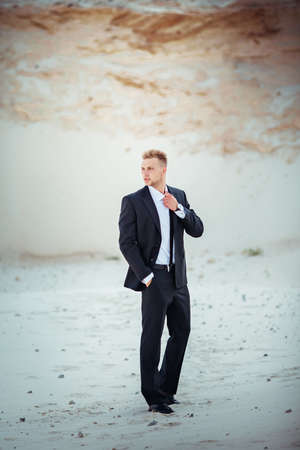 Portrait of young businessman. Blonde hairの写真素材