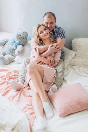 Portrait of happy and beautiful father and daughterの写真素材