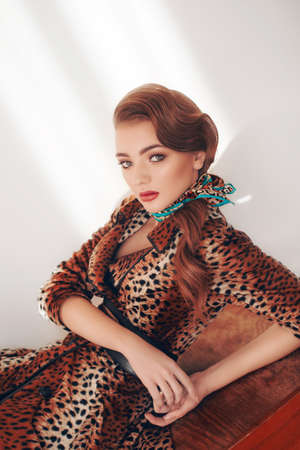 Beautiful girl in bright fashion clothesの写真素材