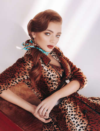 Beautiful girl in bright fashion clothesの写真素材