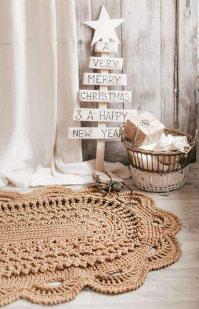 Stock Photo - Hand knotted carpet with Christmas decorationsの写真素材