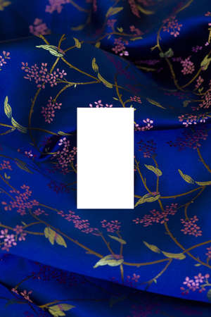 Luxury blue silk with white card