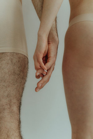 Cheerful hands on white background, isolated. Concept of natural beauty and feeling comfortable....
